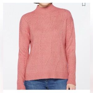 Mixed Stitch Mock Necks Sweater Pink